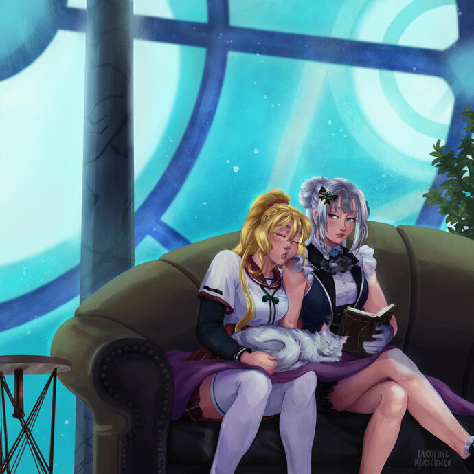 Magireco girls illustration for lunadifuoco